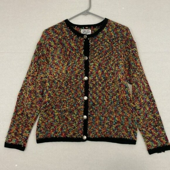 Chico's Cardigan Sweater, Button Front, Multicolor, Chico's Size 0 = Small - Picture 1 of 11